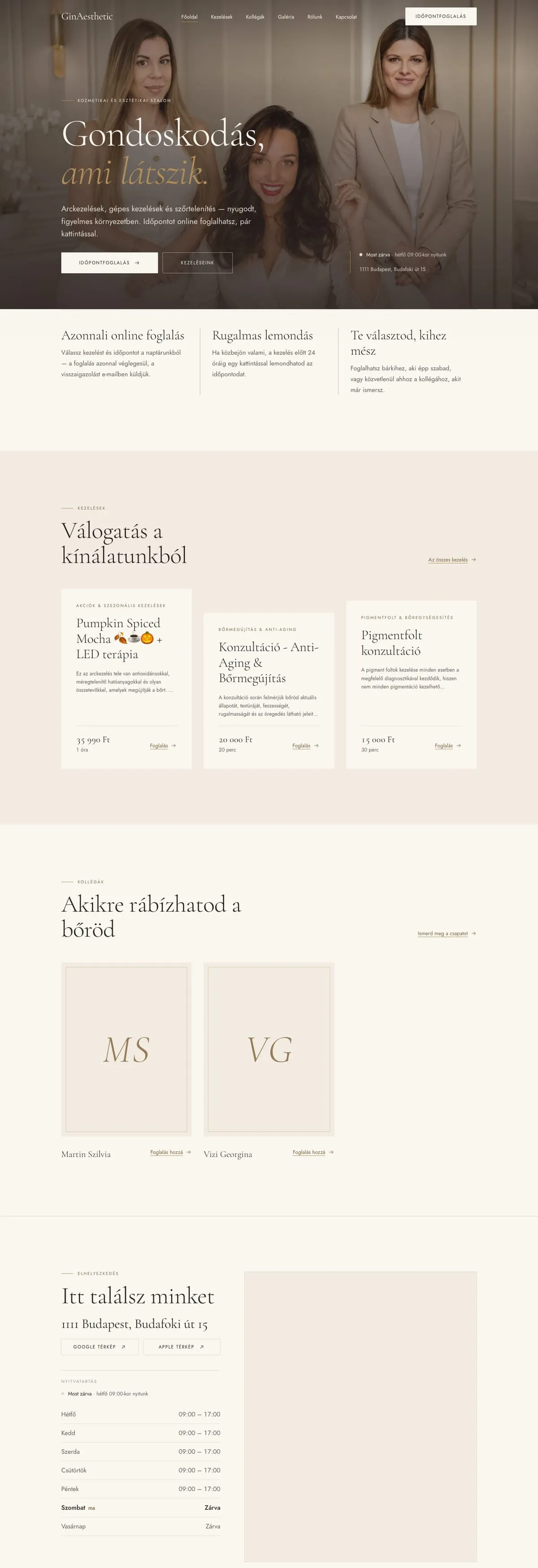 GinAesthetic weboldal